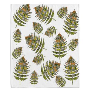 Decorative Fleece Throw Blankets | Susie Kunzelman - Fern 2 Greens | leaves nature