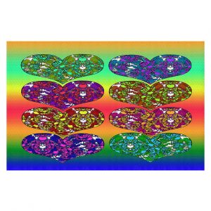 Decorative Floor Covering Mats | Susie Kunzelman - Hearts in Tie Dye 2 | rainbow pattern love