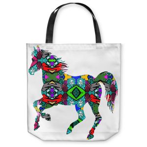 Unique Shoulder Bag Tote Bags | Susie Kunzelman - Horse Rainbow 1 | silhouette nature animal