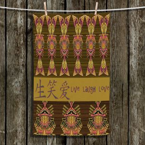 Unique Hanging Tea Towels | Susie Kunzelman - Japanese Live Laugh Love | language text pattern