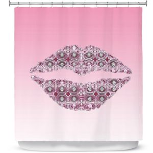 Premium Shower Curtains | Susie Kunzelman - Lips Pantone Rose Quartz