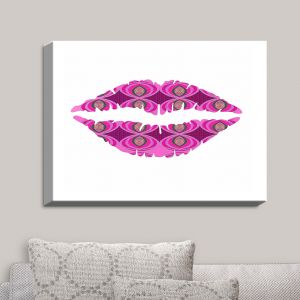Decorative Canvas Wall Art | Susie Kunzelman - Lips Pink White | Pattern Shapes Kisses