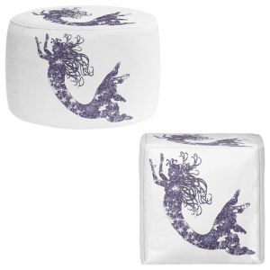 Round and Square Ottoman Foot Stools | Susie Kunzelman - Mermaid Periwinkle