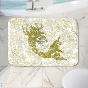 Decorative Bathroom Mats | Susie Kunzelman - Mermaid Ribbons Golden Yellow