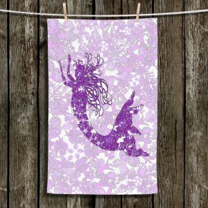 Unique Hanging Tea Towels | Susie Kunzelman - Mermaid Ribbons Purple | Mermaids Fantasy Magical Childlike