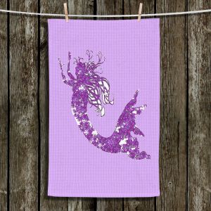 Unique Hanging Tea Towels | Susie Kunzelman - Mermaid II Purple | Mermaids Fantasy Magical Childlike