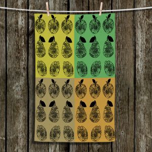 Unique Hanging Tea Towels | Susie Kunzelman - Mod Fruit Squares Fall Golds 2 | Pattern repetition pop art