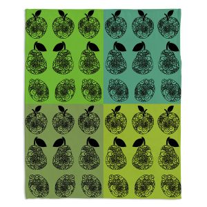 Decorative Fleece Throw Blankets | Susie Kunzelman - Mod Fruit Squares Greens 3 | Pattern repetition pop art