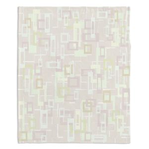 Decorative Fleece Throw Blankets | Susie Kunzelman - Mod Squares Creams | Pattern abstract light