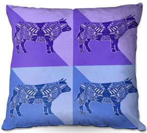 Throw Pillows Decorative Artistic | Susie Kunzelman - Pop Cow Blue Purple | pop art silhouette pattern animal