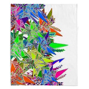 Decorative Fleece Throw Blankets | Susie Kunzelman - Stained Glass | Abstract Geometric Colorful