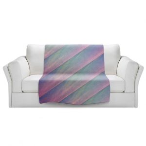 Artistic Sherpa Pile Blankets | Sylvia Cook - Diagonal Stripes Purples | Lines Abstract Shapes Pattern