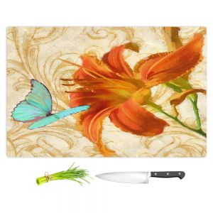 Artistic Kitchen Bar Cutting Boards | Tina Lavoie - Satsuma Day Lily l | Flower Florals Butterfly Vintage