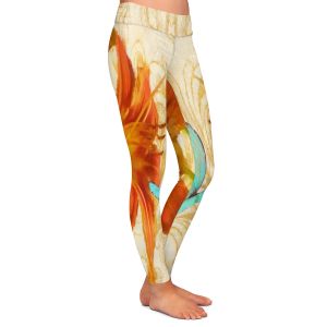 Casual Comfortable Leggings | Tina Lavoie - Satsuma Day Lily l | Flower Florals Butterfly Vintage
