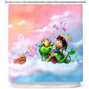 Premium Shower Curtains | Tooshtoosh Butterflies Picnic in the Sky
