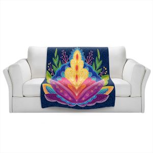Artistic Sherpa Pile Blankets | Noonday Design - Bright Floral | psychedelic flower