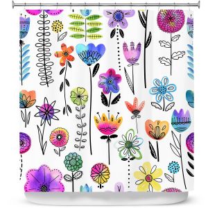 Premium Shower Curtains | Noonday Design - Colorful Garden | Flower Floral Pattern