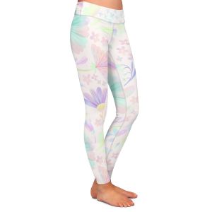 Casual Comfortable Leggings | Noonday Design - Pastel Floral White | Colorful Floral Pattern