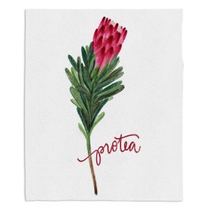 Decorative Fleece Throw Blankets | Noonday Design - Protea Flower | Colorful Floral Pattern