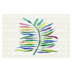 Decorative Floor Covering Mats | Noonday Design - Watercolor Branch | Colorful Floral Pattern