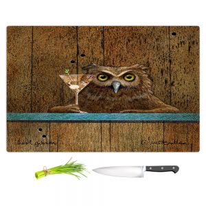 Artistic Kitchen Bar Cutting Boards | Will Bullas - Hoot Gibson | owl martini alcohol liquor gin vodka bar pun joke