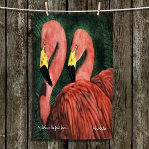 Unique Bathroom Towels | Will Bullas - Our Ladies of the Front Lawn | Flamingo bird nature wild animal pun joke