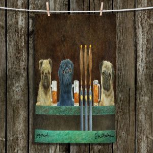 Unique Hanging Tea Towels | Will Bullas - Pug Crawl | dog canine beer tap bar drink alcohol beer pun joke