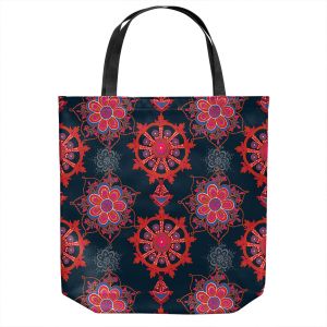 Unique Shoulder Bag Tote Bags | Yasmin Dadabhoy - Boho Circle 4 | Geometric Flowers