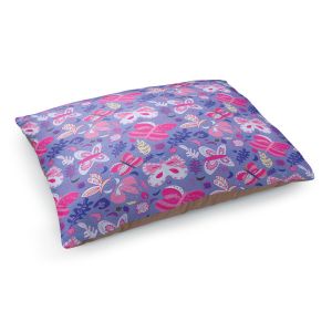 Decorative Dog Pet Beds | Yasmin Dadabhoy - Butterflies Pink Purple | insect pattern nature