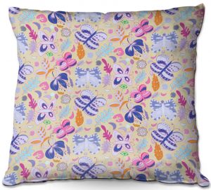 Throw Pillows Decorative Artistic | Yasmin Dadabhoy - Butteflies Tan Purple | insect pattern nature