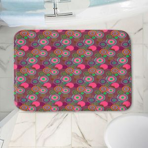 Decorative Bathroom Mats | Yasmin Dadabhoy - Circles Pink Olive | shape geometric pattern