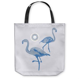 Unique Shoulder Bag Tote Bags | Yasmin Dadabhoy - Flamingo 1 Blue | bird nature simple pop art
