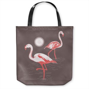 Unique Shoulder Bag Tote Bags | Yasmin Dadabhoy - Flamingo 1 Brown | bird nature simple pop art