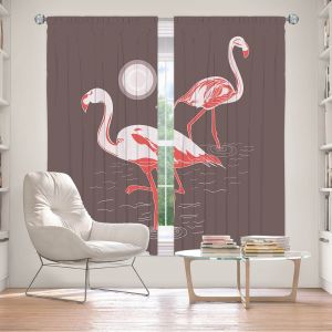 Decorative Window Treatments | Yasmin Dadabhoy - Flamingo 1 Brown | bird nature simple pop art