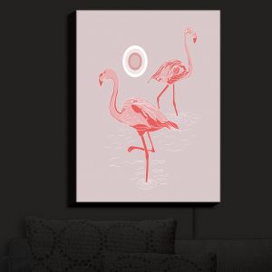 Nightlight Sconce Canvas Light | Yasmin Dadabhoy - Flamingo 1 Gray Pink | bird nature simple pop art