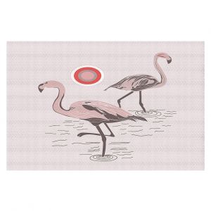 Decorative Floor Covering Mats | Yasmin Dadabhoy - Flamingo 1 Pale Pink | bird nature simple pop art