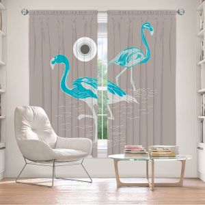 Decorative Window Treatments | Yasmin Dadabhoy - Flamingo 1 Turquoise | bird nature simple pop art