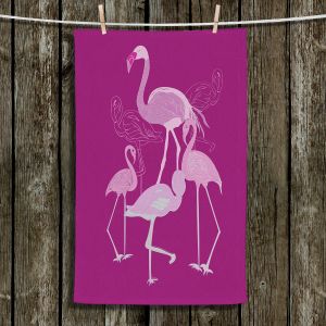 Unique Hanging Tea Towels | Yasmin Dadabhoy - Flamingo 2 Magenta | bird nature simple pop art