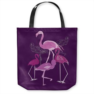 Unique Shoulder Bag Tote Bags | Yasmin Dadabhoy - Flamingo 2 Purple | bird nature simple pop art