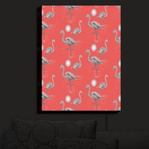 Nightlight Sconce Canvas Light | Yasmin Dadabhoy - Flamingo 3 Grapefruit | bird nature repetition pattern