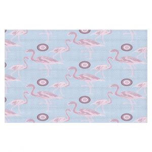 Decorative Floor Covering Mats | Yasmin Dadabhoy - Flamingo 3 Light Blue | bird nature repetition pattern