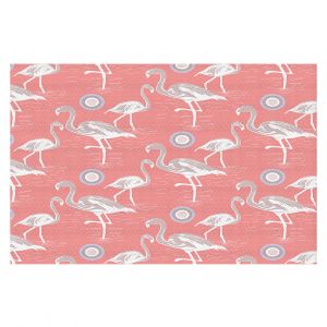 Decorative Floor Covering Mats | Yasmin Dadabhoy - Flamingo 3 Peach | bird nature repetition pattern