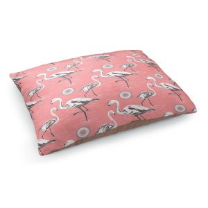 Decorative Dog Pet Beds | Yasmin Dadabhoy - Flamingo 3 Pink | bird nature repetition pattern
