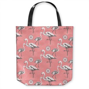 Unique Shoulder Bag Tote Bags | Yasmin Dadabhoy - Flamingo 3 Pink | bird nature repetition pattern