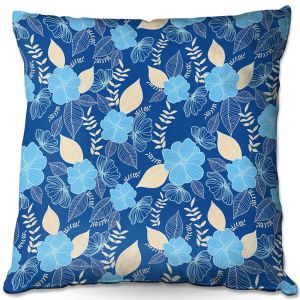 Decorative Outdoor Patio Pillow Cushion | Yasmin Dadabhoy - Flower Vine 3 | Flowers Pattern Nature