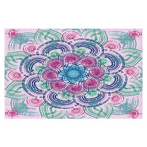Decorative Floor Covering Mats | Yasmin Dadabhoy - Mandala Blue Purple | Geometric Nature Flowers