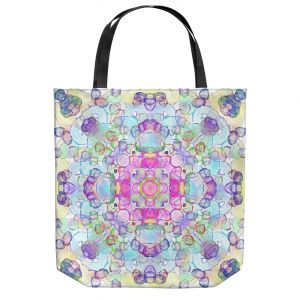 Unique Shoulder Bag Tote Bags | Yasmin Dadabhoy - Mandala Blue Yellow | Geometric Nature Flowers