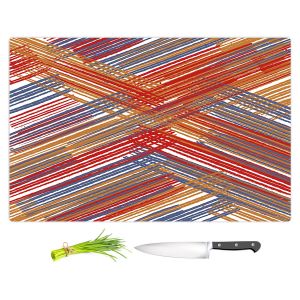 Artistic Kitchen Bar Cutting Boards | Yasmin Dadabhoy - Red Lines | Abstract Pattern