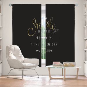 Decorative Window Treatments | Zara Martina - A Smile Gold Sparkle Black | Inspiring Typography Lady Like