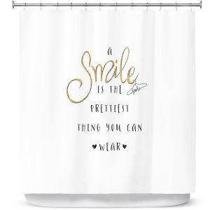 Premium Shower Curtains | Zara Martina - A Smile Gold Sparkle | Inspiring Typography Lady Like